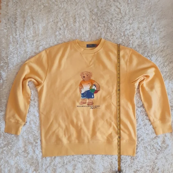 Polo Ralph Lauren Men's 1XB Yellow Summer Bear Crewneck Fleece Sweatshirt New - Picture 6 of 13